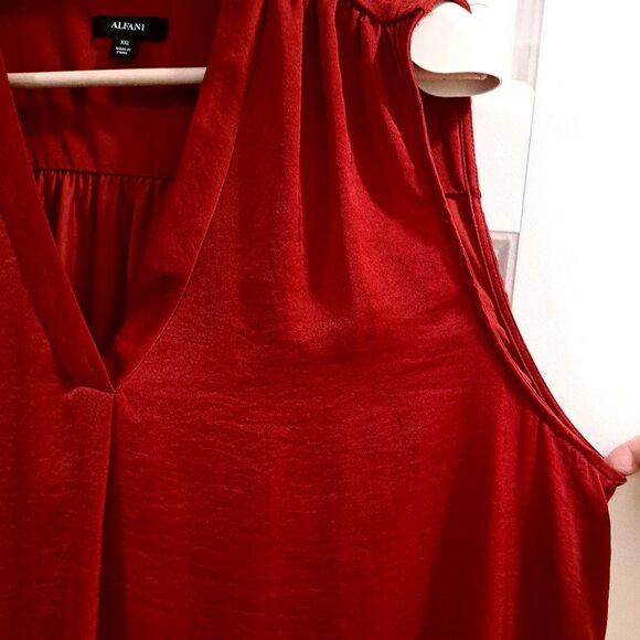 Alfani Satin V-Neck Tank Top Size XL Dark Red - Picture 5 of 8